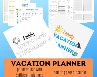 Summer Vacation Planner for the family, family vacation planner, vacation planner pdf, vacation planner download, vacation planner printable
