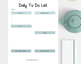 Daily To Do Page Planner Page Calendar Page, To Do page, To do page printable, Planner PDF