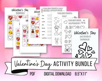 Valentine's Day Activity Bundle PDF digital download, St. Valentine's Day, Activity Bundle, Kids Activities, Valentine's Day Coloring Pages