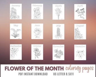 Flowers of the Month Coloring Pages Printable