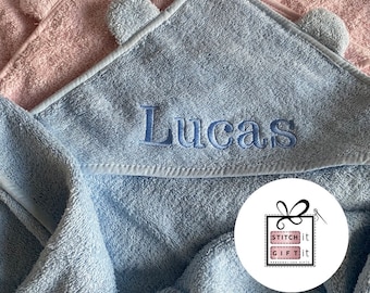 Baby Personalised Hooded teddy ears towel- Hooded baby newborn cotton towel for baby bath time Girl boy