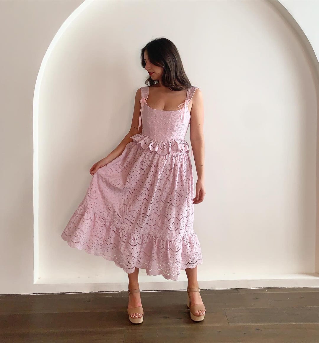 Eyelet Lace Top and Maxi Skirt Set