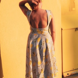 Open back linen midi dress, PRE - ORDER, Open back summer dress, linen summer dress, Summer midi dresses for woman,  Linen Sundress