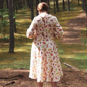 Mushroom Dress, Linen Woman&#39;s Dress, Cottagecore Dress, Cottagecore Clothes, Fall dress, Witchy Dress, Goblincore dress, Fairycore dress