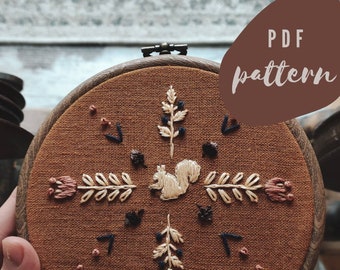 Woodland PDF Embroidery Pattern "Woodland tales" / Instant Download Embroidery Tutorial / DIY Fall Wall Hoop Art