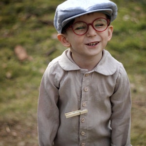 Natural Linen Kids&#39; Shirt, European Linen Shirt for Boy or Girl, Sand Linen top for Children, Natural Linen Clothes for Children