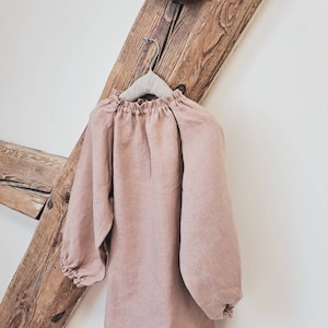 Simple linen smock dress for girls / Linen tunic dress for girls / Ballon sleeve dress for baby girl