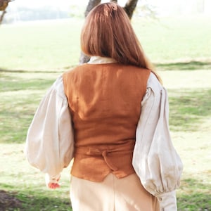 Victorian Blouse with Puffy Sleeves, Light Academia Poet Shirt, Edwardian Natural Linen Shirt, Cottagecore Linen Blouse, Academia Clothing