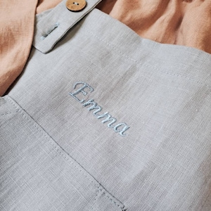 Linen Apron for kids with personalization, Children' apron with name embroidery, Sustainable Easter gift idea for kids image 6