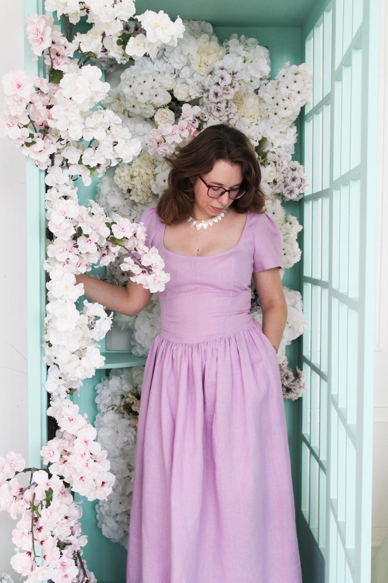 purple peasant dress Nation LTD Mindy Double Gauze Crinkle Pink/Purple Size M The floor Dress-Purple 3X