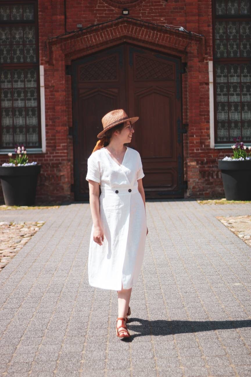 Linen Summer Dress /Wrap Linen Dress/ Sustainable White Linen | Etsy