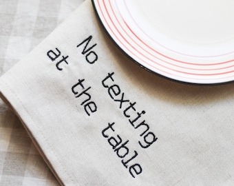 Gestickte Leinenservietten, Personalisierung Gestickte Cocktailservietten-Set, Leinen-Küchentextilien, Weihnachtsgeschenk