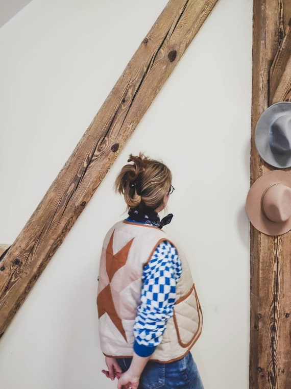 Linen Patchwork Quilt Vest for Adults/ Linen Quilted
