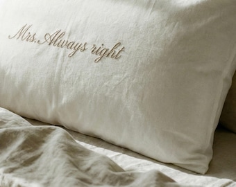 Individuell gestickter Baumwoll-Kissenbezug mit gesticktem Text, personalisiertes Geschenk zum Jahrestag für Paare, Hochzeit oder Muttertag