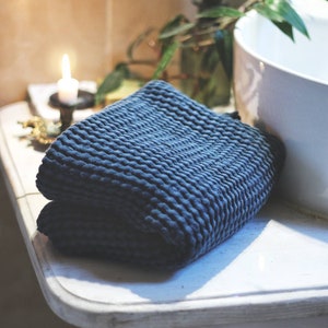 Linen bath towel / Linen blend SPA towel/ Large linen waffle bath towel/ Linen waffle bath towel gift/ Waffle linen sauna towel/ Home SPA image 6