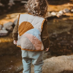 Quilted Vest For Kids from Sustainable Linen / Quilt Linen Jacket for Boy or Girl/ Linen Waistcoat for Children/ Kid&#39;s Patchwork Quilt Vest