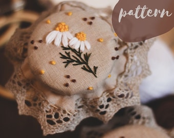 Easy Daisy Hand Embroidery pattern, Spring embroidery PDF, Easter gift Instant Download Embroidery Tutorial, Cottagecore jar cover pattern