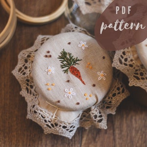 Carrot Hand Embroidery Pattern, Easy Easter embroidery pattern, Simple cottagecore PDF Embroidery Pattern and tutorial, Instant Download