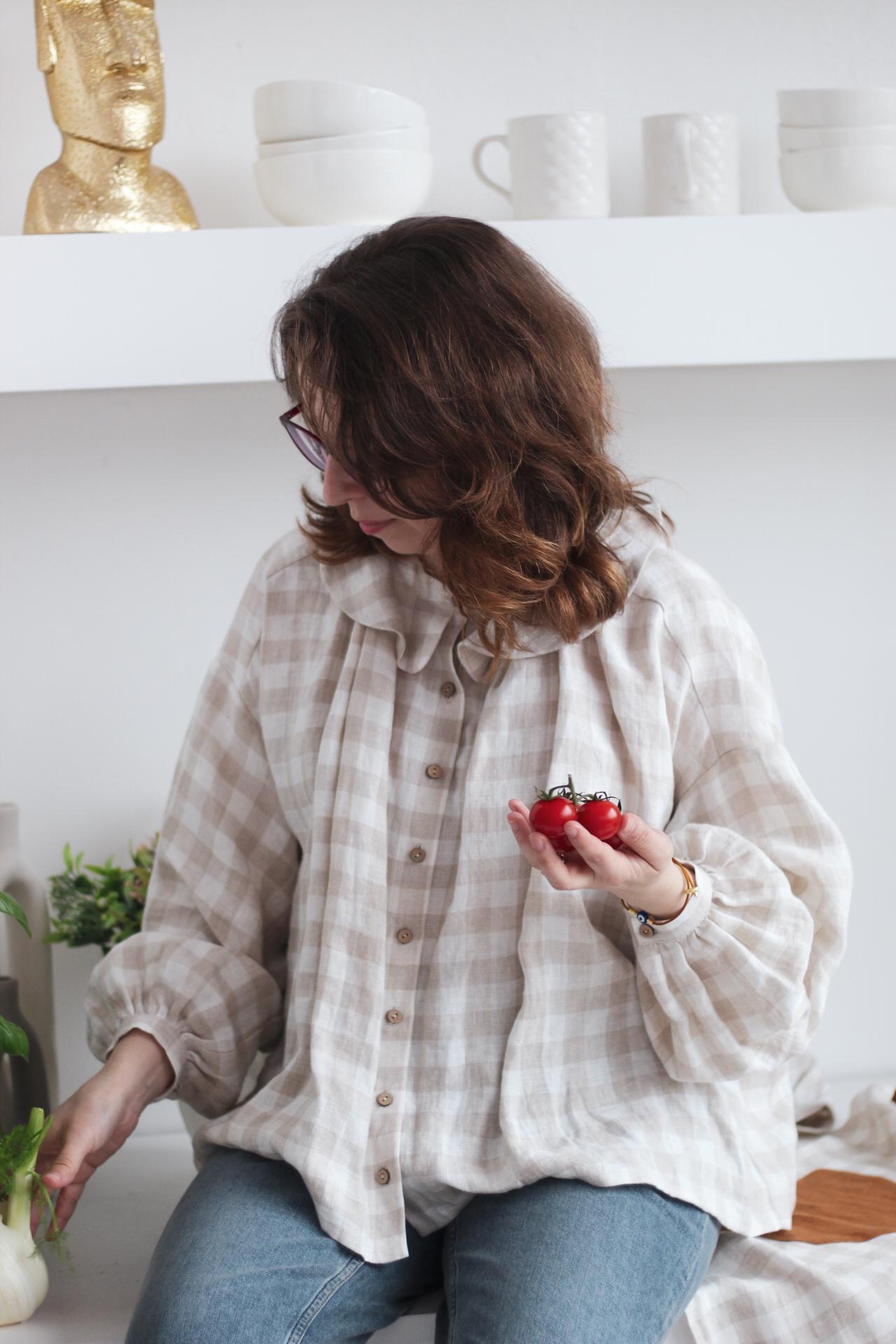 ブラウス シャツ PLAID RUFFLE BLOUSE レディース Plaid Ruffle Blouse - Etsy