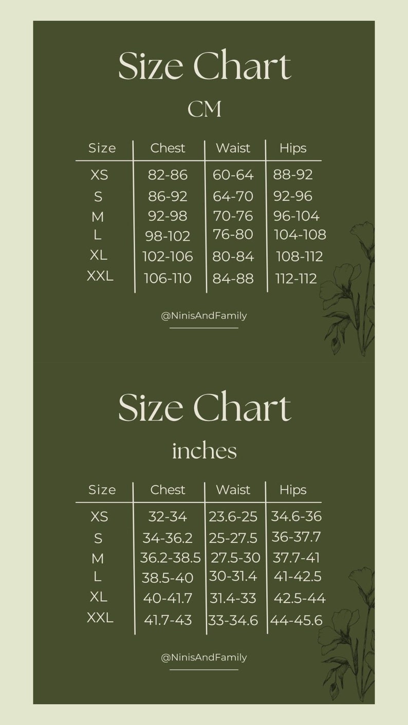 Puede incluir: Tabla de tallas para ropa en cent&iacute;metros y pulgadas. La tabla muestra las medidas de pecho, cintura y caderas para las tallas XS, S, M, L, XL y XXL.