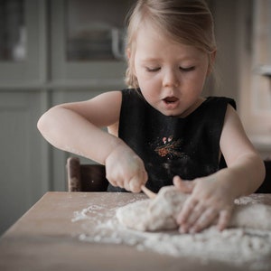 Dreamy linen apron dress for girls, Girl linen pinafore dress with hand embroidery, Heirloom dress for Easter image 7