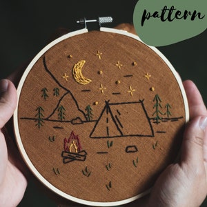 Simple PDF Embroidery Pattern Into The Wild / Instant Download Embroidery Tutorial / Fall Wall Hoop Art / Gift Idea For Adventurers image 2