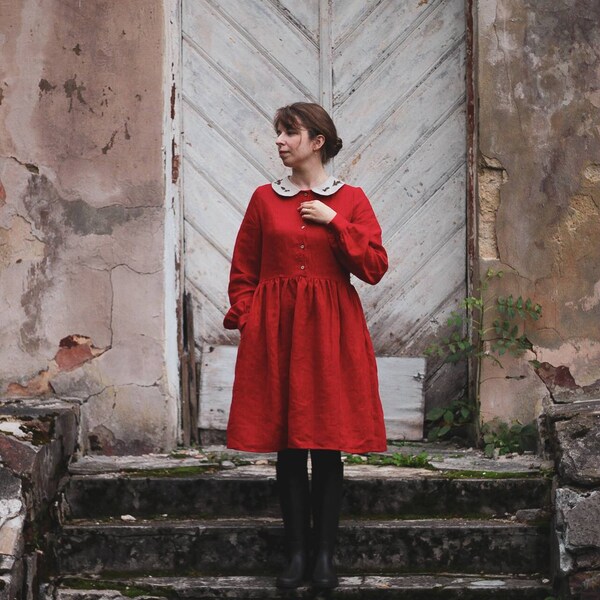 Embroidered Tulle Peter Pan Collar Dress main image 0