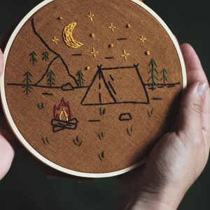 Simple PDF Embroidery Pattern Into The Wild / Instant Download Embroidery Tutorial / Fall Wall Hoop Art / Gift Idea For Adventurers image 10