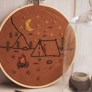 Simple PDF Embroidery Pattern Into The Wild / Instant Download Embroidery Tutorial / Fall Wall Hoop Art / Gift Idea For Adventurers image 1