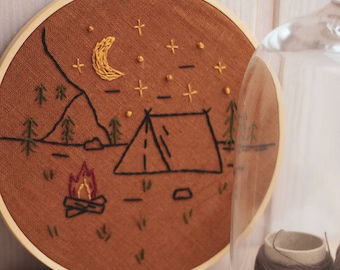 Simple PDF Embroidery Pattern "Into The Wild" / Instant Download Embroidery Tutorial / Fall Wall Hoop Art / Gift Idea For Adventurers