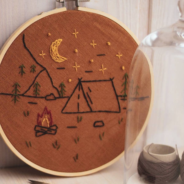 Simple PDF Embroidery Pattern "Into The Wild" / Instant Download Embroidery Tutorial / Fall Wall Hoop Art / Gift Idea For Adventurers