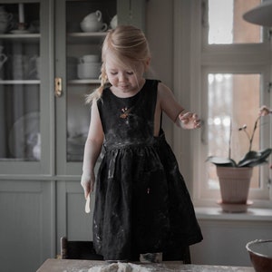 Dreamy linen apron dress for girls, Girl linen pinafore dress with hand embroidery, Heirloom dress for Easter image 3