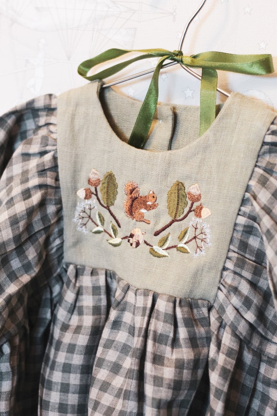 Cottagecore linen dress with embroidery, Easter Girls Linen Dress, Embroidered spring baby dress, Embroidered linen clothes for kids
