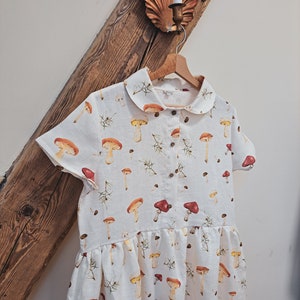 Goblincore Mushroom Dress, Linen Woman&#39;s Dress, Cottagecore Summer Dress, Goblincore clothing, Forest fairy dress, Fairycore dress