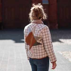 Patchwork Quilt Spring Jacket for Adults, Linen Quilted Jacket for Women, Quilt Jacket with Patchwork Star, Cottagecore Spring Jacket