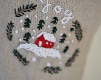 Rustic Linen Christmas Stocking/ Personalized Natural Linen Christmas Stocking/ Kids Christmas Stocking With Hand Embroidered Name