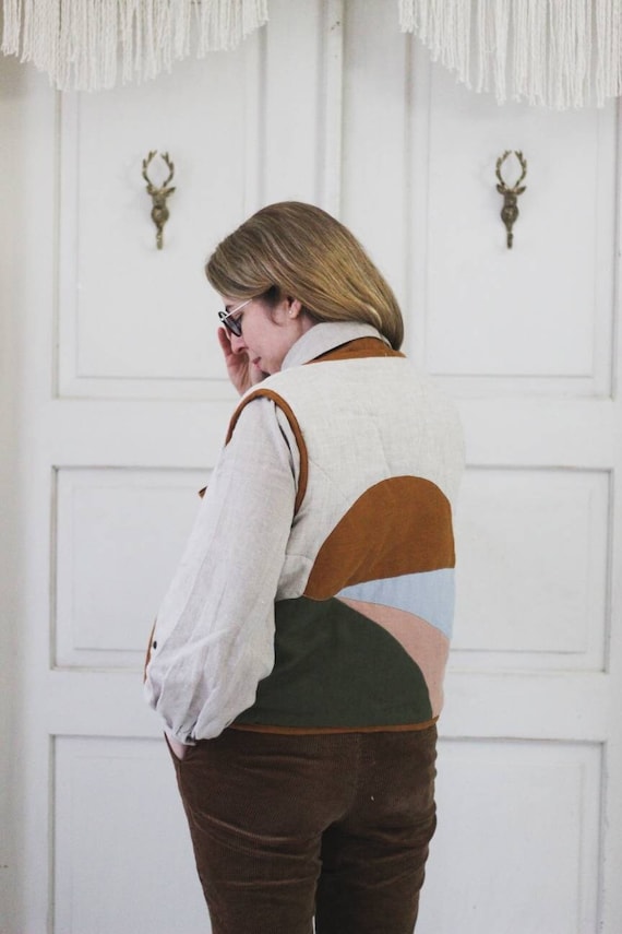 Linen Patchwork Quilt Vest for Women SUNSET / Linen Quilted