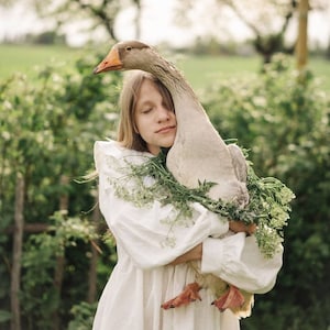 Natur Leinen Sommerkleid mit schönem großen Kragen / weißes Hemd Leinenkleid / weißes Leinen Cottagecore Kleid