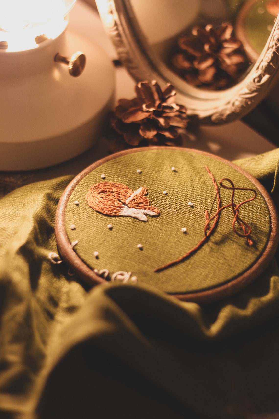 Sleeping Fox PDF Embroidery Pattern, Cottagecore Instant Download ...