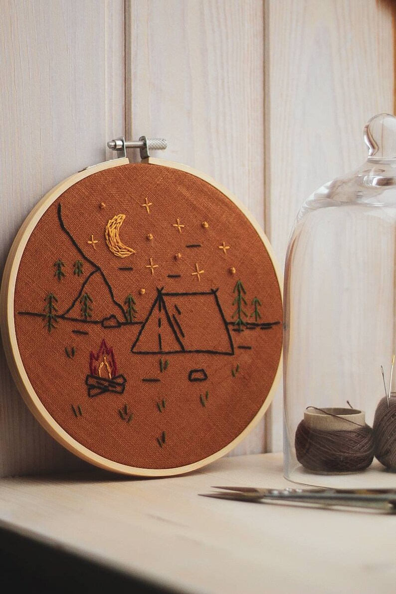 Simple PDF Embroidery Pattern Into The Wild / Instant Download Embroidery Tutorial / Fall Wall Hoop Art / Gift Idea For Adventurers image 4