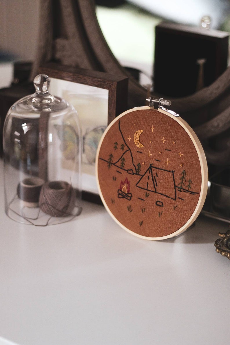 Simple PDF Embroidery Pattern Into The Wild / Instant Download Embroidery Tutorial / Fall Wall Hoop Art / Gift Idea For Adventurers image 9