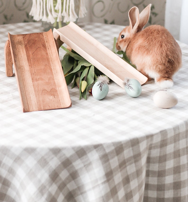 Natural Linen tablecloth / gingham linen tablecloth / cottagecore linen tablecloth / rustic soft linen tablecloth image 3