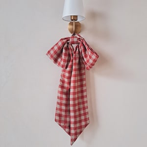Ready to ship Red Gingham Linen Bow, Extra Large Christmas Bow for Home, Christmas tree, Door Decoration