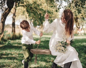 Spring Linen Dress/ Dreamy Rustic Linen Dress with Peter Pan Collar/ White Long Summer Dress / Maxi Linen Dress / Light Academia Linen Dress