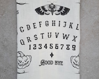 Halloween towel, Halloween decor, linen dish towel, halloween kitchen decor, punkpkin, Ouija printed dish towel, Vintage halloween decor