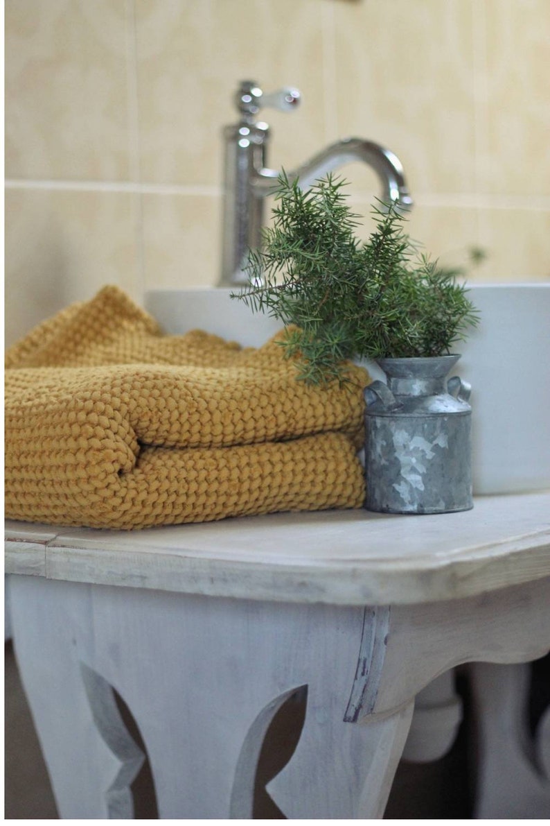 Linen bath towel / Linen blend SPA towel/ Large linen waffle bath towel/ Linen waffle bath towel gift/ Waffle linen sauna towel/ Home SPA image 1