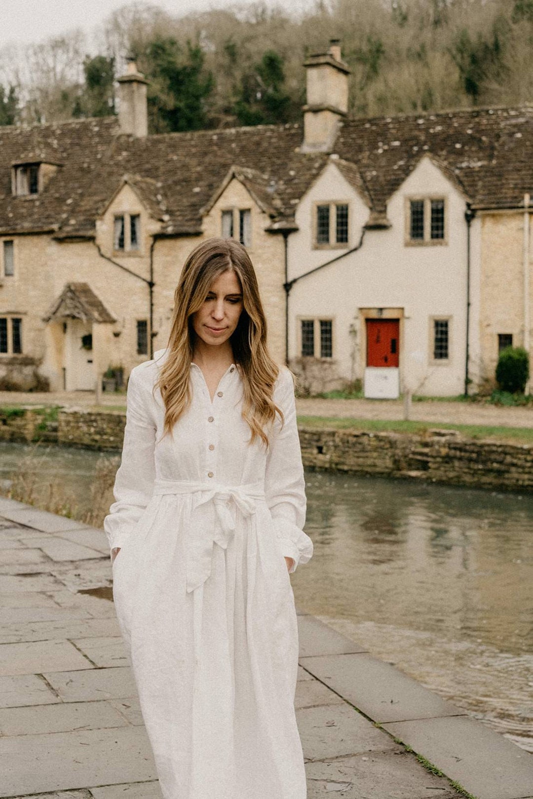 White Linen Maxi Dress: Rustic Boho Wedding, Academia Style, Puff ...