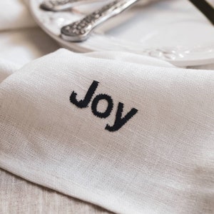 A set of pure white linen napkins with embroidery / Christmas table decor / Washed linen dinner cloth napkins / Christmas gift image 4