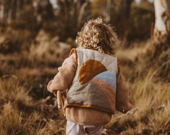 Quilted Vest For Kids from Sustainable Linen / Quilt Linen Jacket for Boy or Girl/ Linen Waistcoat for Children/ Kid's Patchwork Quilt Vest