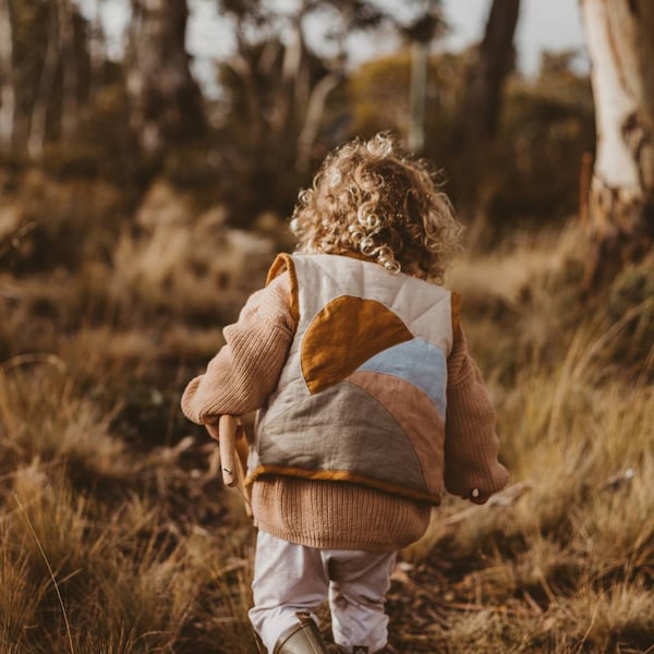 Quilted Vest For Kids from Sustainable Linen / Quilt Linen Jacket for Boy or Girl/ Linen Waistcoat for Children/ Kid's Patchwork Quilt Vest